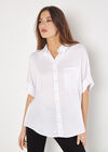 Relaxed-Fit Satin Shirt, Cream, large