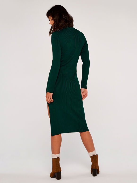 Side Split Bodycon Dress, Green, large