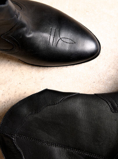 Short Leather Cowboy Boots