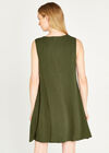 Textured Linen Sleeveless Dress, Green, large