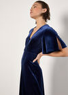 Velvet Wrap Maxi Dress, Navy, large