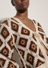 Diamond Crochet Cardigan, Rust, large