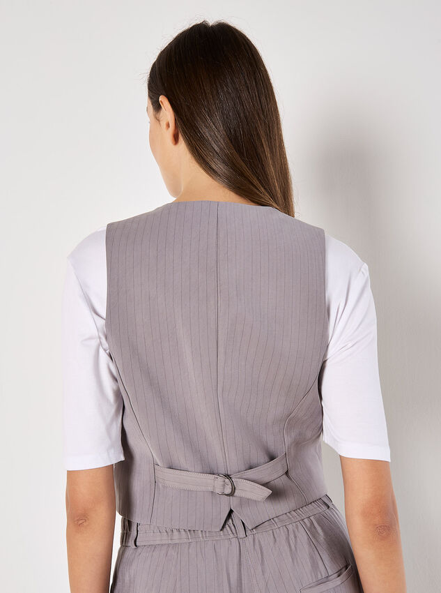 Tailored Pinstripe Waistcoat, Grey, large