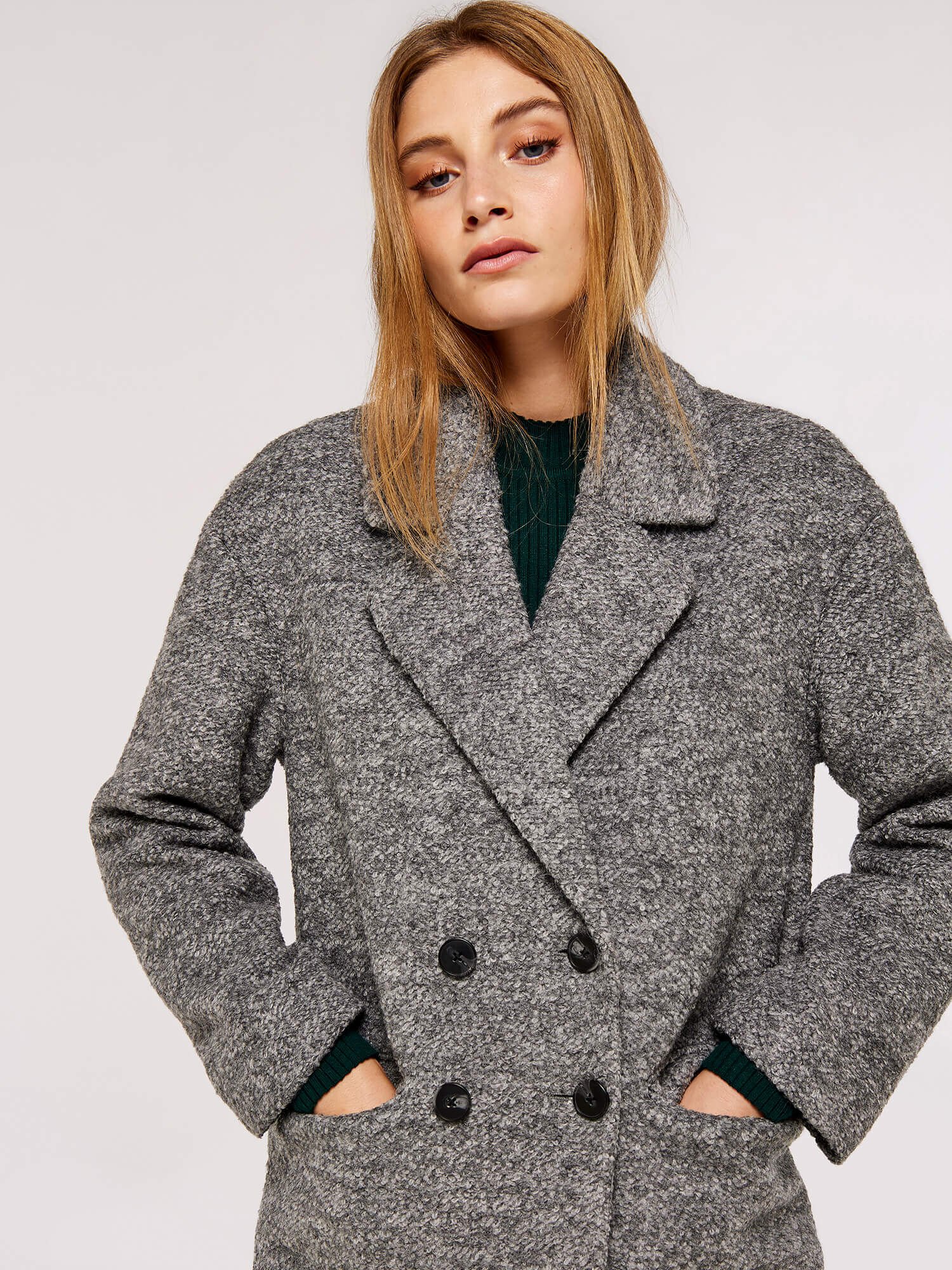 Double Breasted Boucle Coat Apricot Clothing