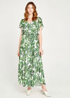 Tropical Leaf Kimono Maxi Dress, Cream, large
