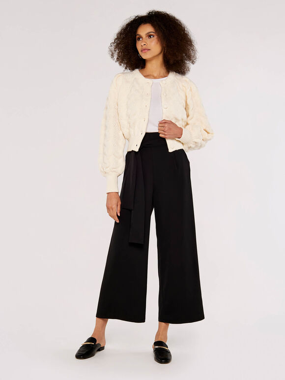 Bubble Crop Cardigan, Cream, large