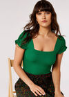 Ribbed Jersey Bodysuit, Green, large