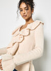 Ruffle Ribbed Knit Cardigan, Stone, large