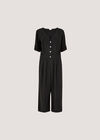 Wide Leg Culotte Jumpsuit, Black, large
