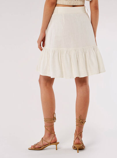 Linen Blend Button-Down Mini Skirt