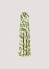 Tropical Leaf Satin Halter Neck Maxi Dress, Stone, large