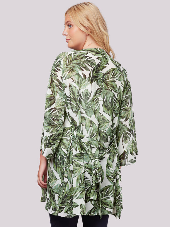 Tropical Leaf Kimono, Cream, large