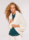 Faux Fur Trim Cocoon Shrug, Cream, large