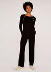 Ribbed Jumper with Gold Buttons, Black, large