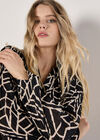 Geo Print Sheer Plisse Shirt, Black, large