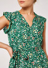 Ditsy Ruffle Mini Dress, Green, large