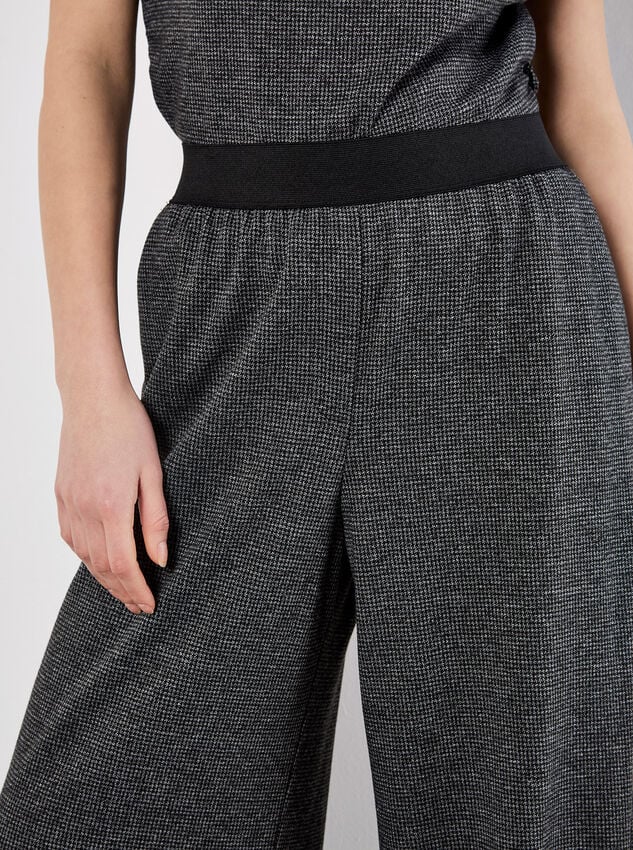 Mini Dogtooth Soft Wide Leg Trousers, Dark Grey - Charcoal, large