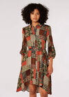 Patchwork Shirt Mini Dress, Khaki, large