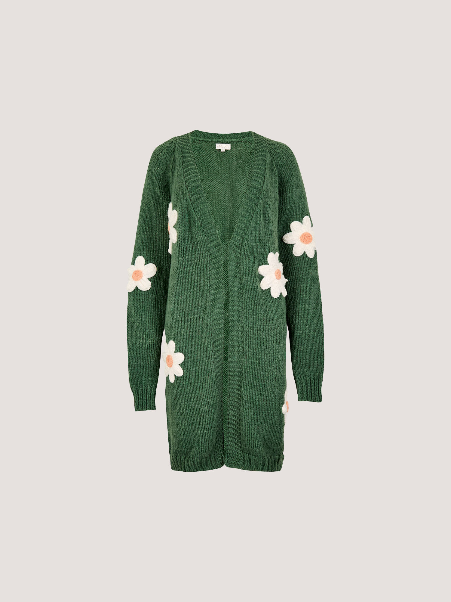 3D Daisy Chunky Knit Cardigan | Apricot Clothing