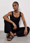 Sleeveless Ribbed Jersey Jumpsuit, Black, large