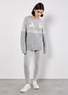 Reindeer Chunky Cable Knit Jumper, Grey, large