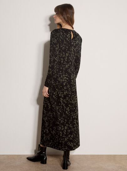 Jersey Knit Leopard Print Maxi Dress