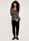 Camouflage Print Batwing Top, Khaki, large