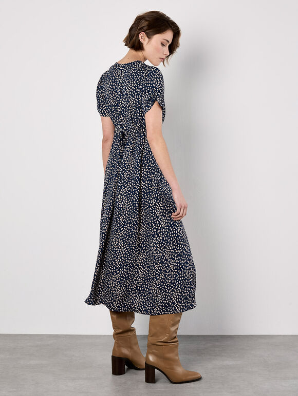 Animal Print Midaxi Dress, Navy, large