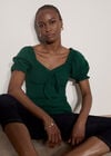 Tie Front Milkmaid Top, Green, large