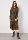 Patchwork Chiffon Midi Dress, Green, large