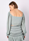 Smocked Crop Top, Mint, large