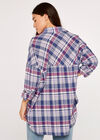 Oversized Check Shirt, Blue, large