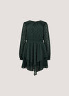 Crepe Velvet Star Tiered Mini Dress, Green, large