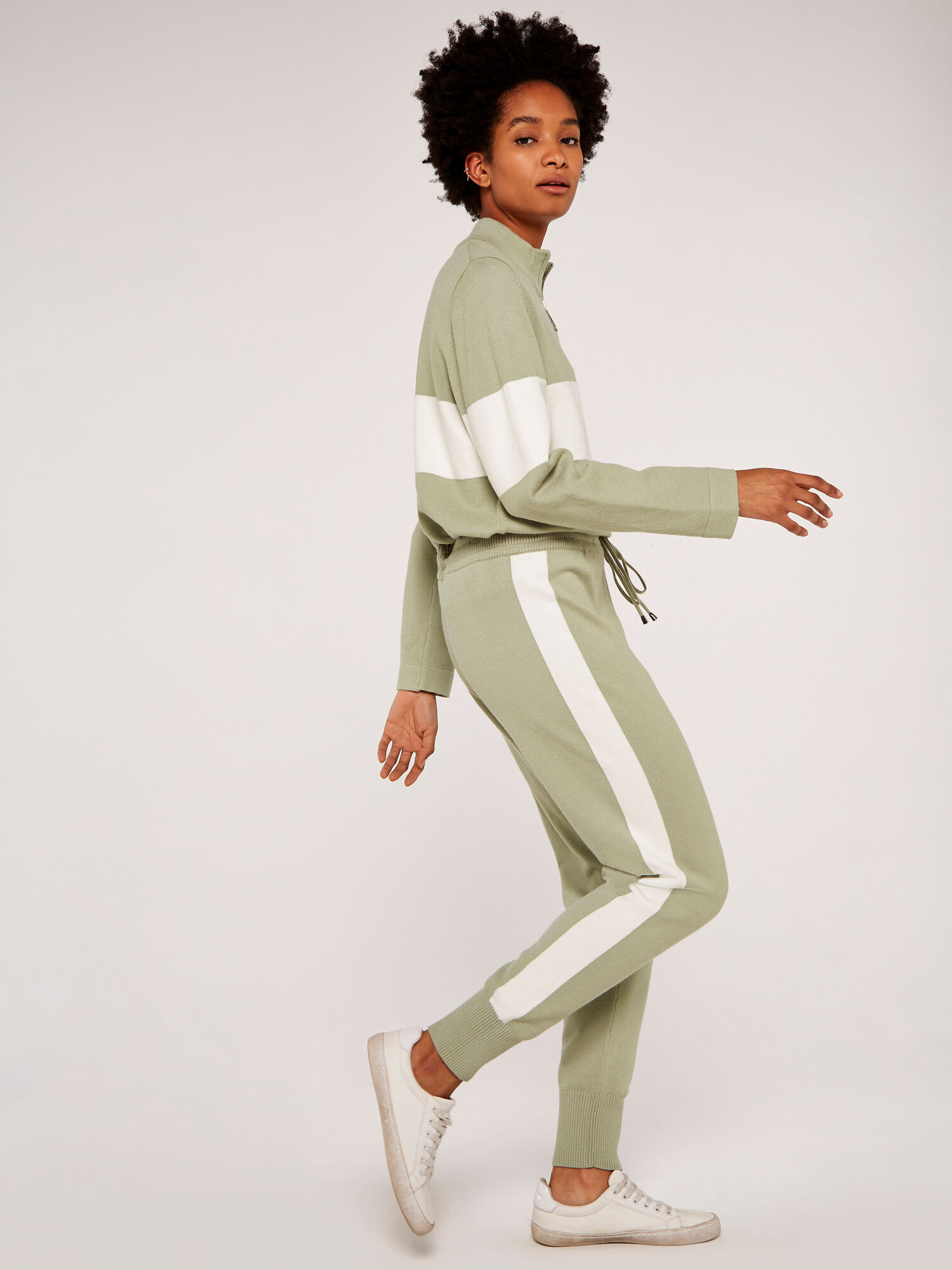 Side Stripe Joggers Apricot Clothing