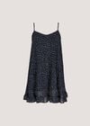 Poka Dot Pleated Chiffon Cami Top, Navy, large