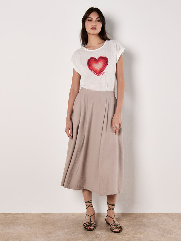 Heart Print Graphic T-Shirt, Red, large
