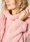 Chunky Knit Roll Neck Oversized Jumper, Pink, large