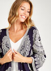 Navy  Embroidered Longline Kimono, Navy, large