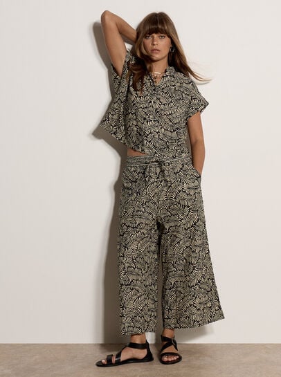 Leaf Print Cotton Shirt