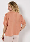 Raw Edge Ruffle Tie-Up Top, Coral, large