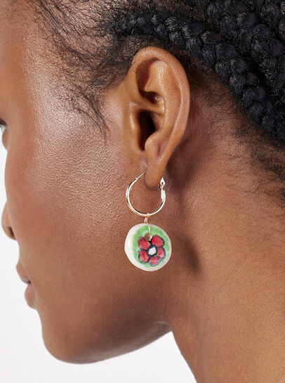 Hand Painted Ceramic Hoop Earrings