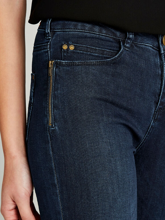 Blue Skinny Biker Look Jeans, Blue, large