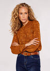 Satin Leaf Devore Top , Rust, large