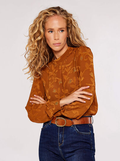 Satin Leaf Detail Top