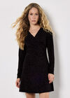 Polka Dot Wrap Ruched Mini Dress, Black, large