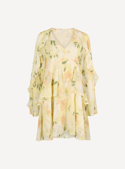 Floral Chiffon Ruffle Mini Dress