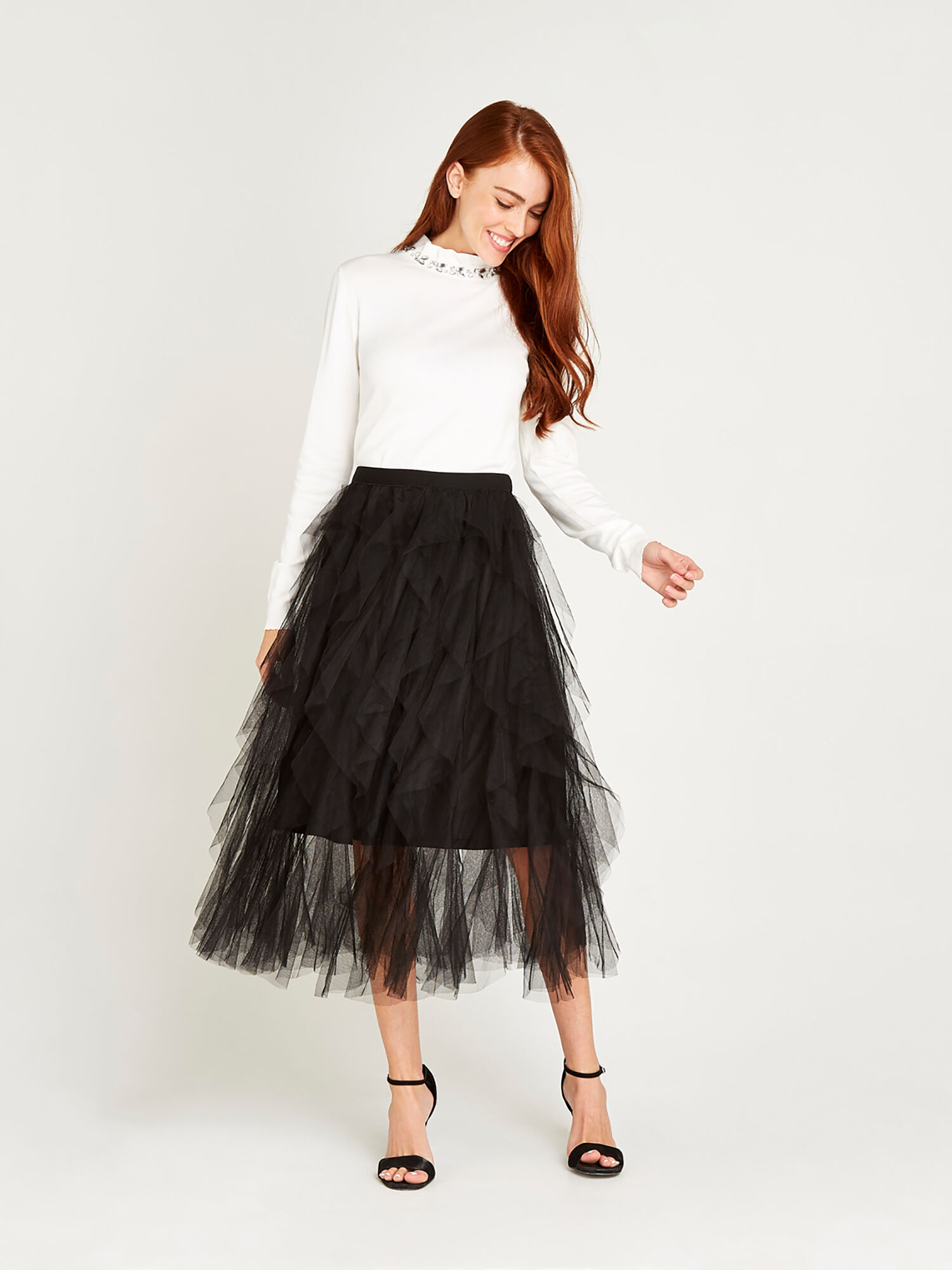 Black tulle skirt online apricot
