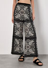 Scarf Print Flare Trousers, Black, large