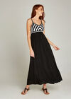 Black Crochet Stripe Maxi Dress, Black, large