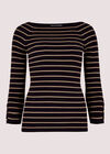  Stripe Ribbed Jumper, Navy, large
